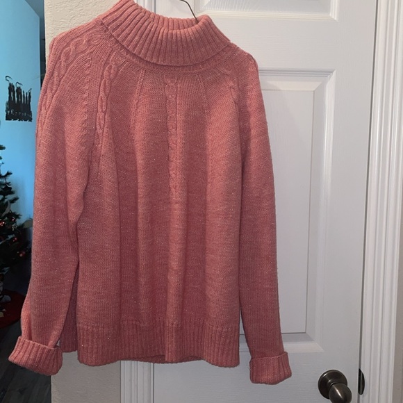 Norton Mcnaughton Pink Sparkly Turtleneck Sweater XL - Picture 1 of 4